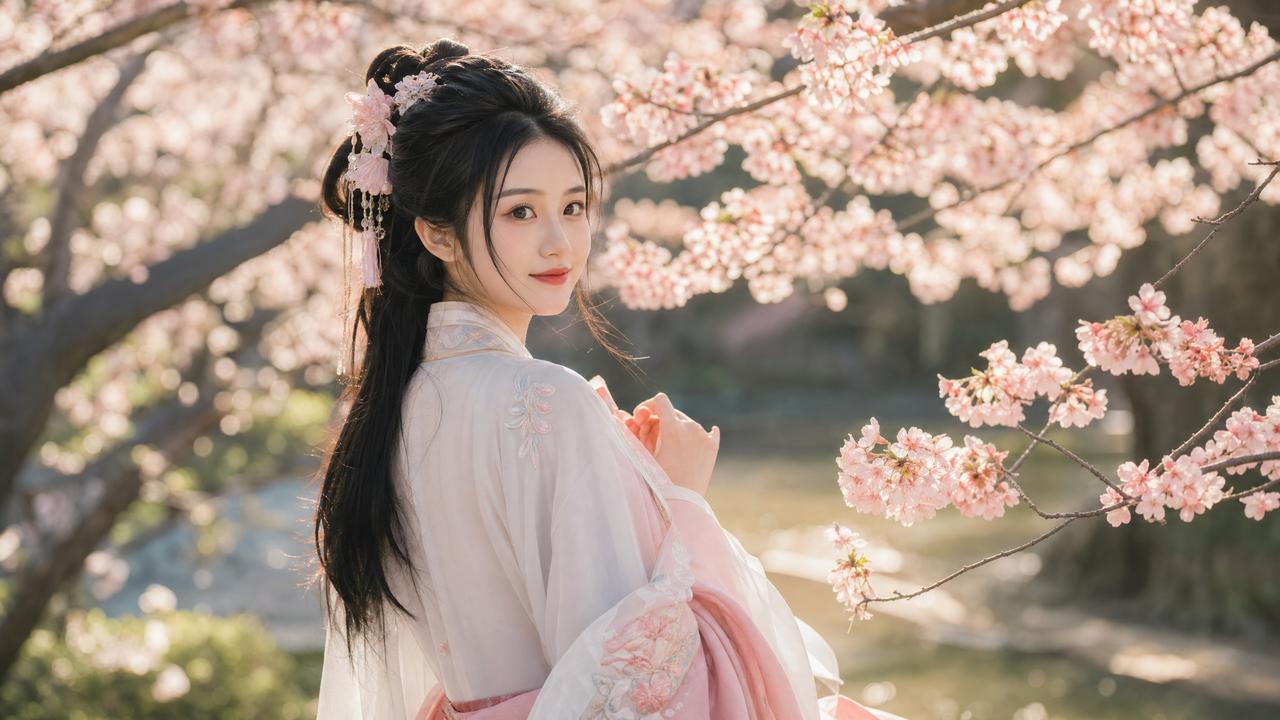 女神视频-女神视频传媒演示：春日汉服写真·古风与樱花的邂逅